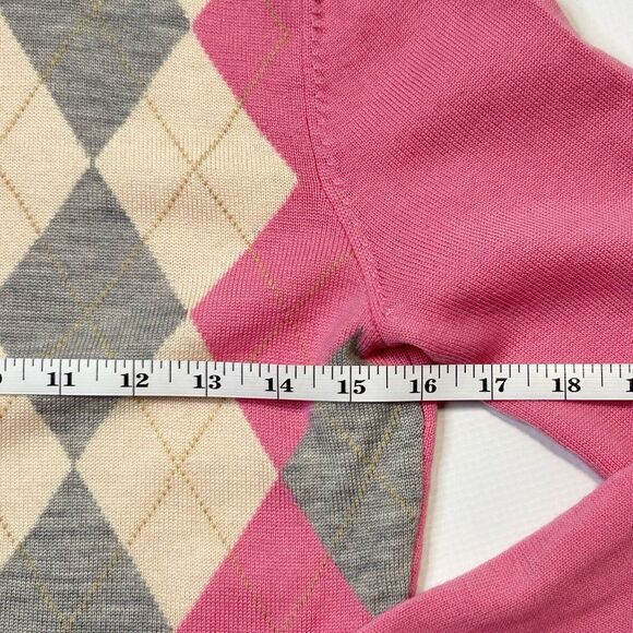 Lilly Pulitzer Merino Wool Pink Argyle Cardigan Sweater Women's Size Small - Picture 10 of 12